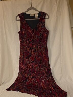 Kathie Lee Collection Burgundy Paisley V-Neck Sleeveless Maxi Dress
